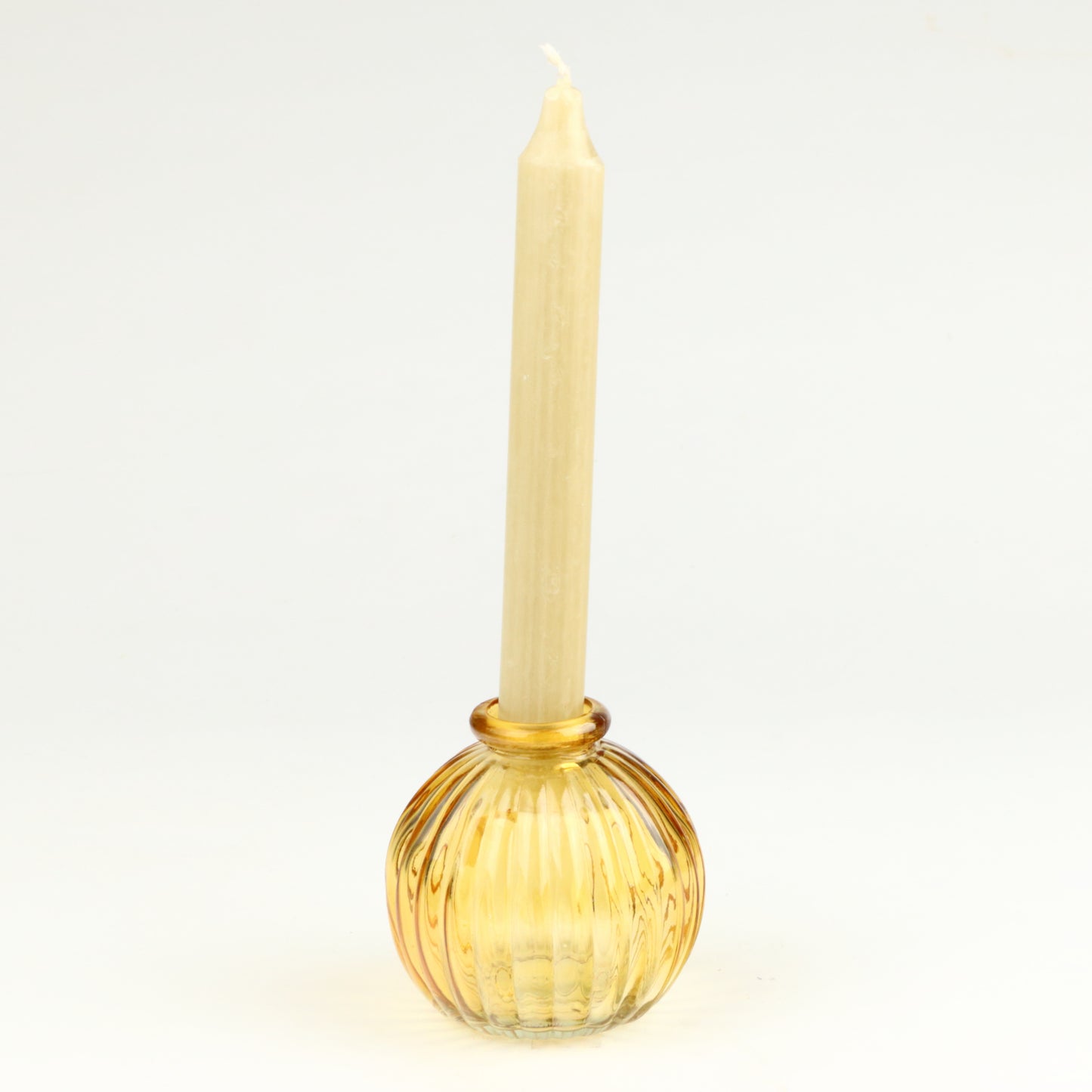 Lemon Ribbed Sphere Candlestick