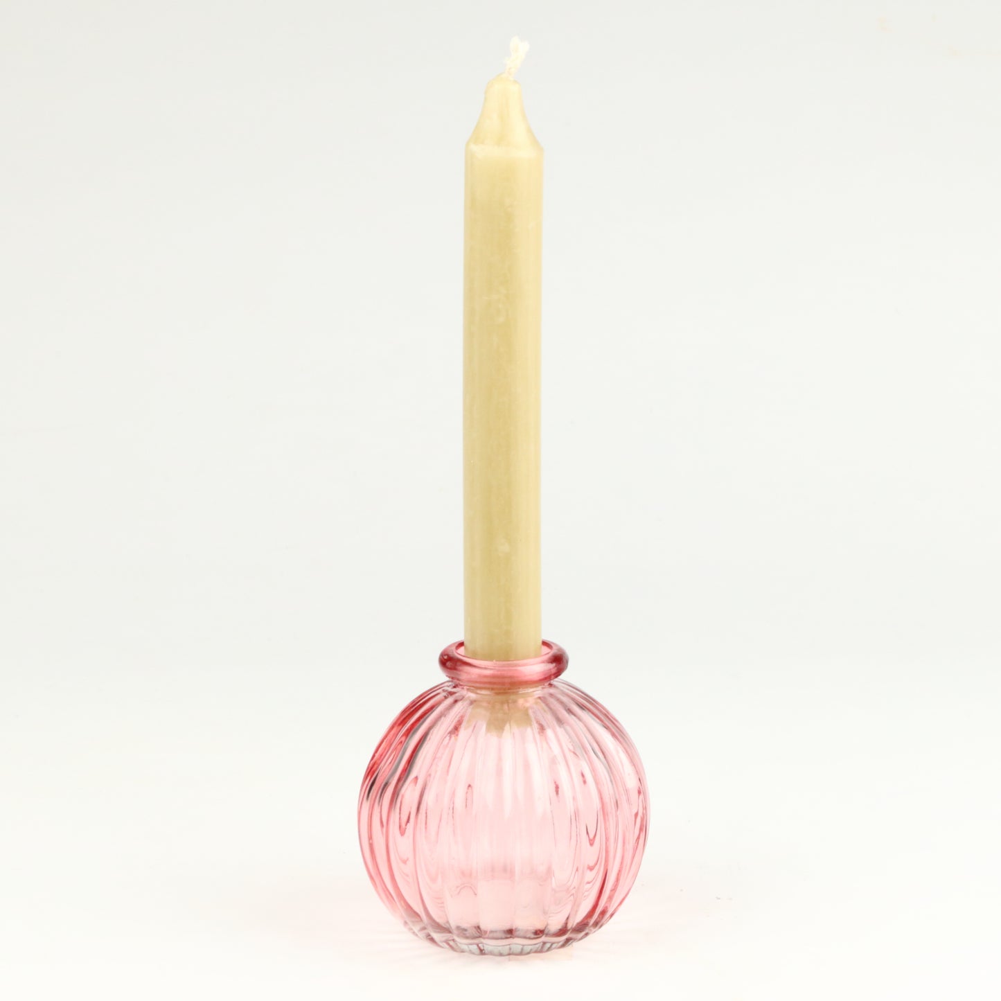 Rose Ribbed Sphere Candlestick