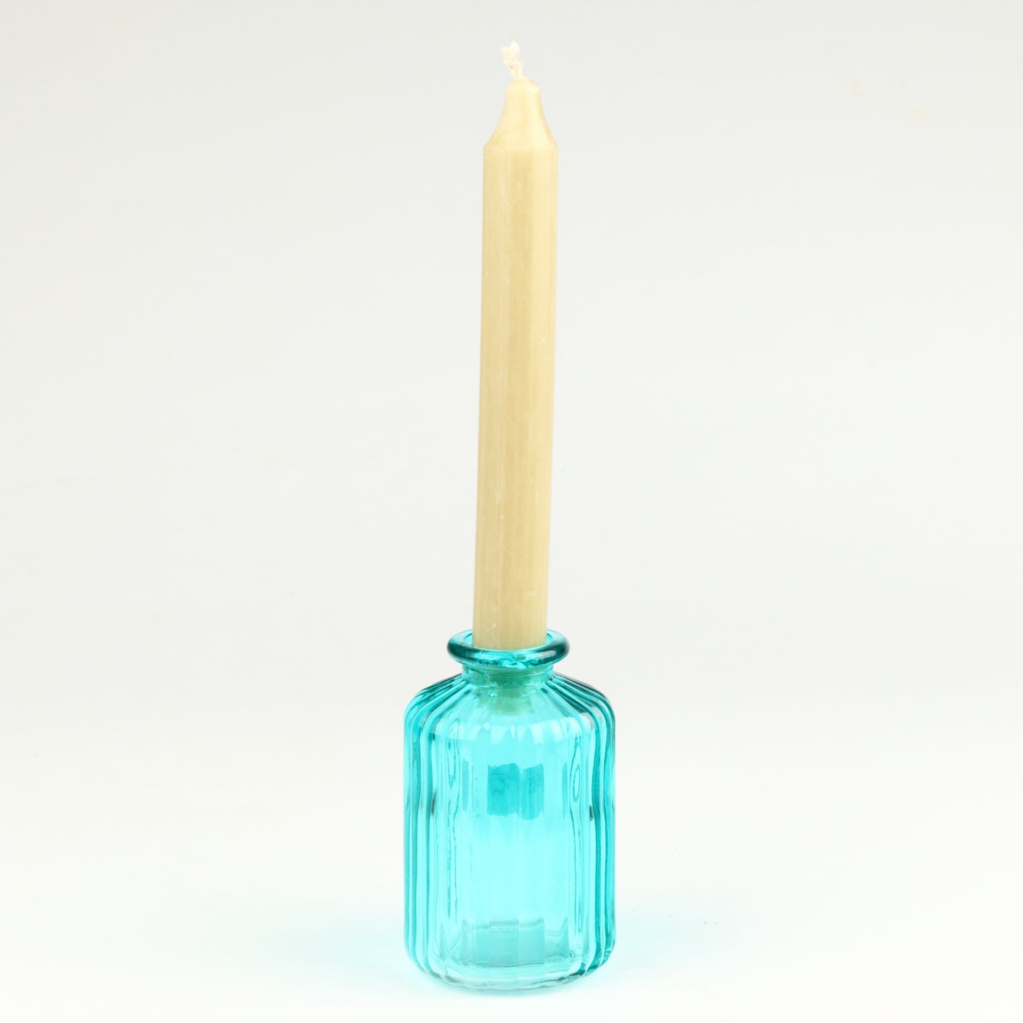 Cyan Ribbed Cylinder Candlestick