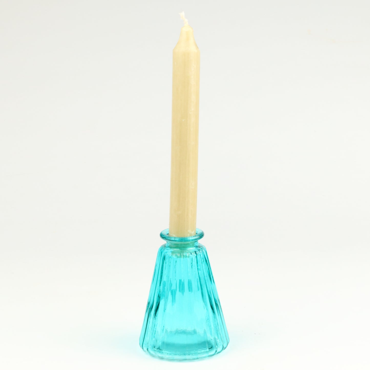 Cyan Ribbed Cone Candlestick