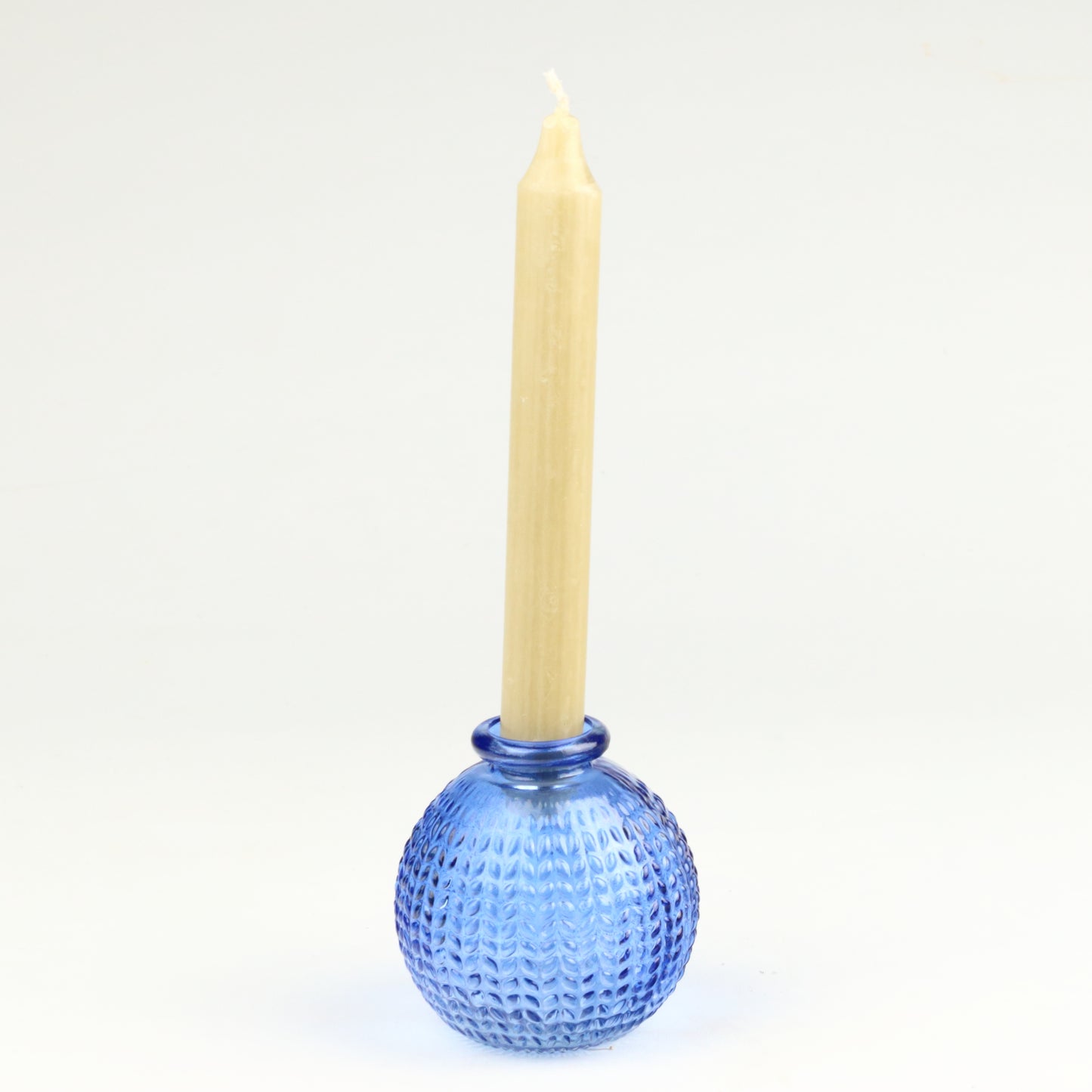 Cerulean Ribbed Sphere Candlestick