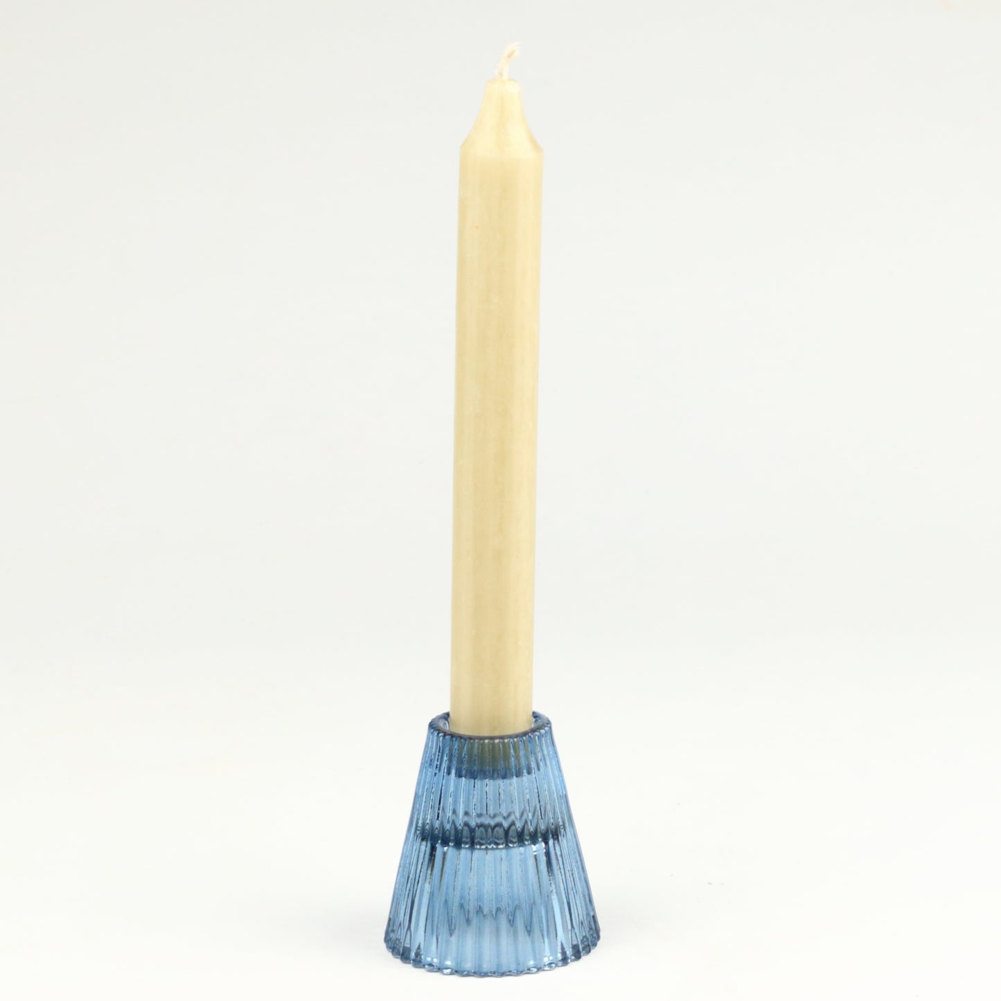 Cerulean Ribbed Cone Candlestick