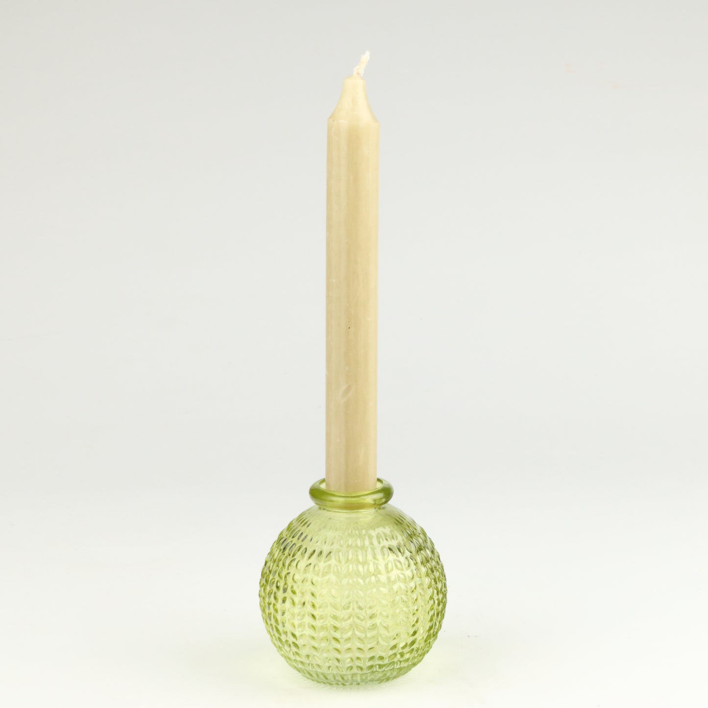 Chartreuse Herringbone Sphere Candlestick