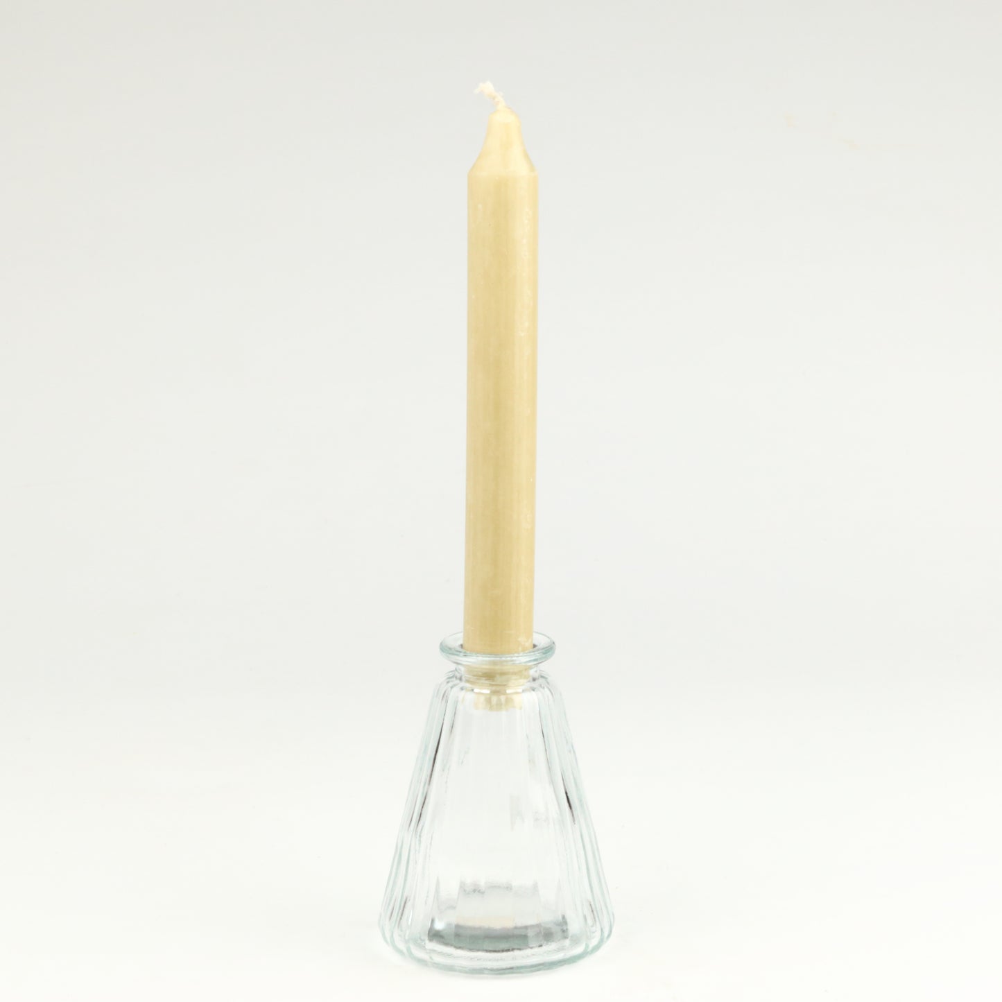Clear Ribbed Cone Candlestick