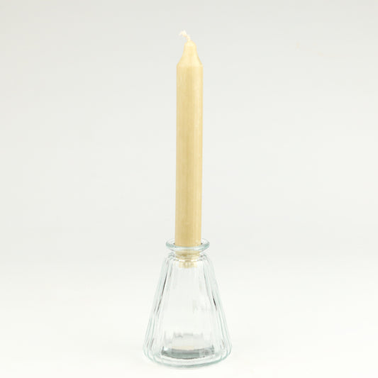 Clear Ribbed Cone Candlestick