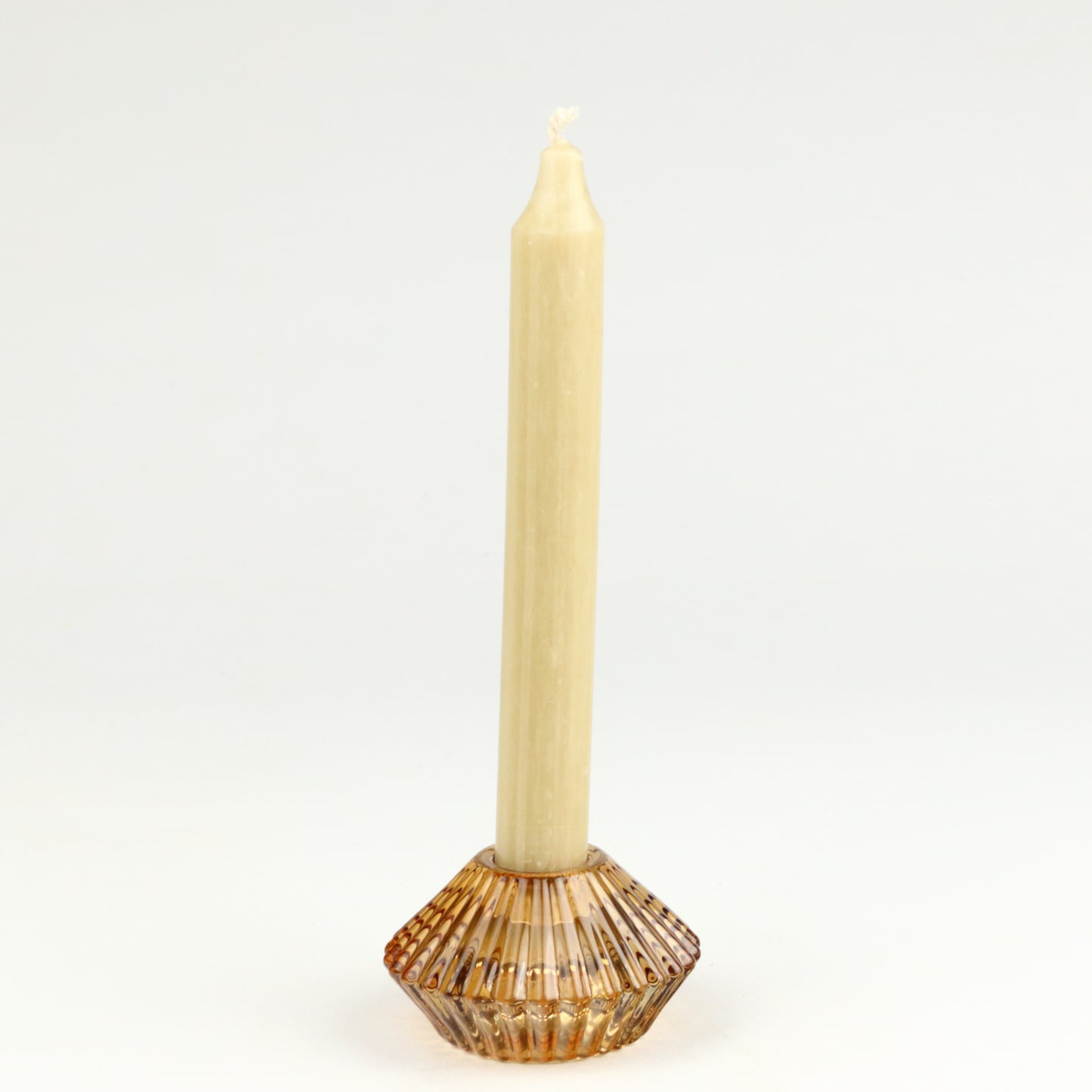 Amber Two Way Ribbed Candlestick