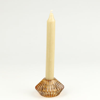 Amber Two Way Ribbed Candlestick
