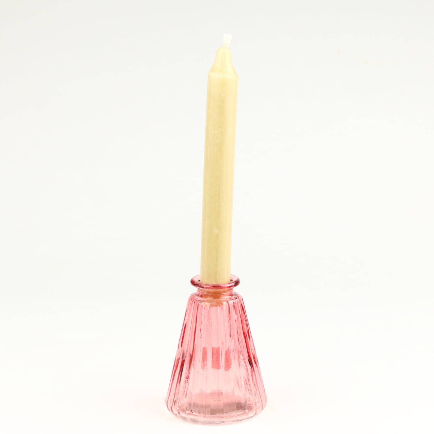 Rose Ribbed Cone Candlestick