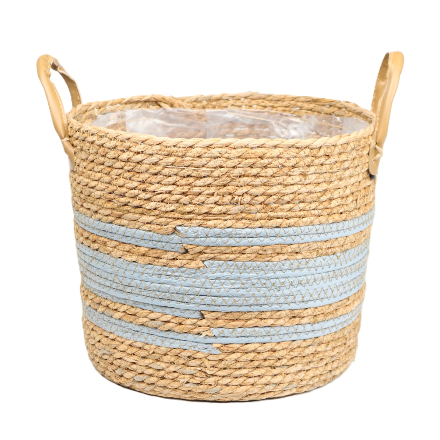 Silver-Blue Striped Basket Medium