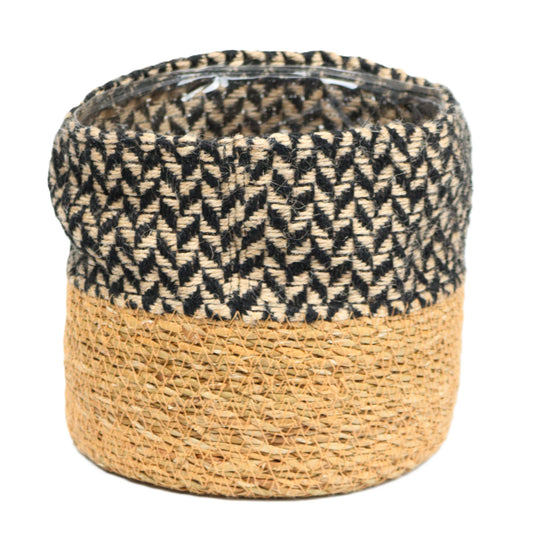 Black and white Zigzag Basket Large