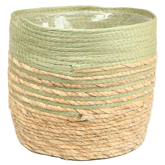 Green Stripey Basket Large
