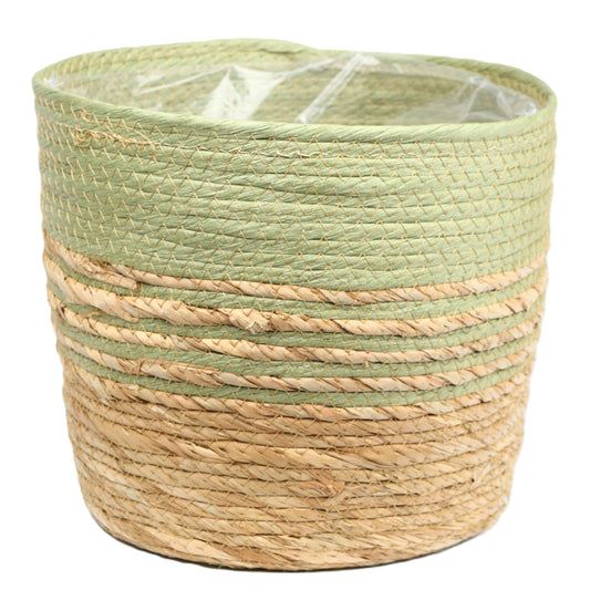 Green Stripey Basket Medium