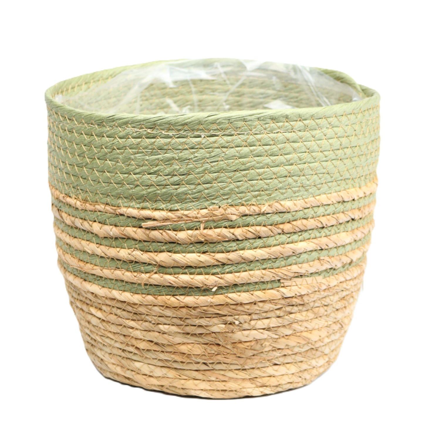 Green Stripey Basket Small