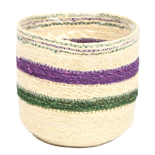 Purple and Green Stripe Basket Large