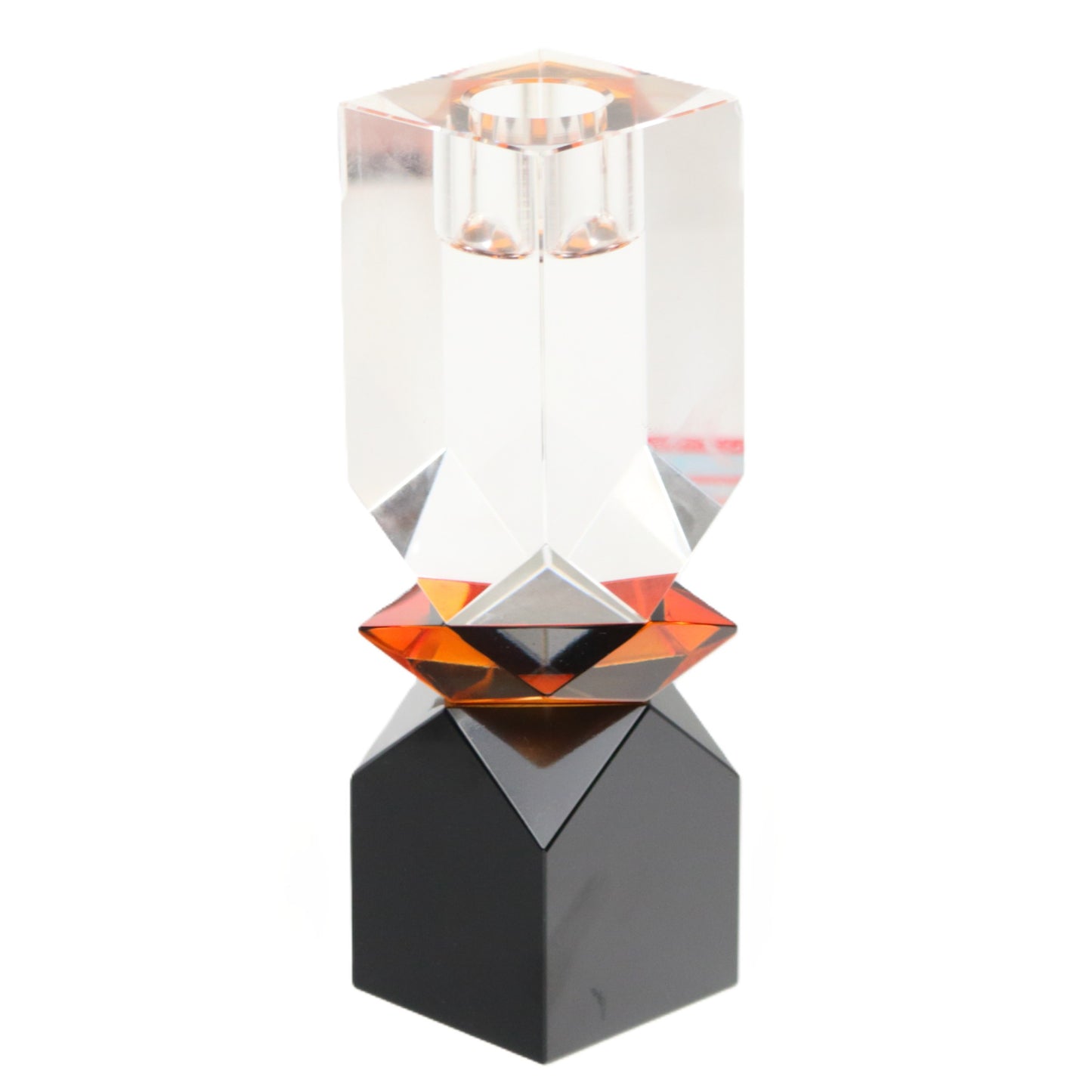 Clear Dark Amber Geometric Candlestick