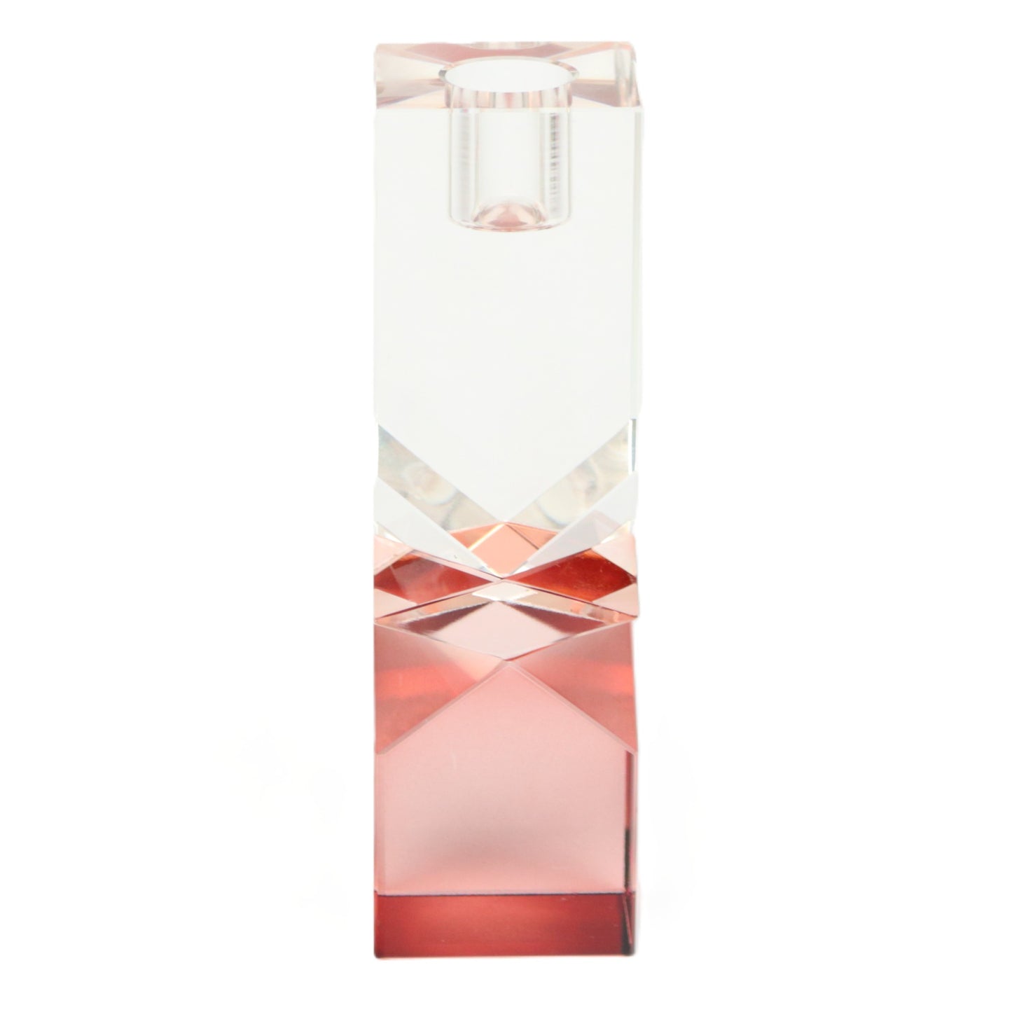 Clear Rose Geometric Candlestick