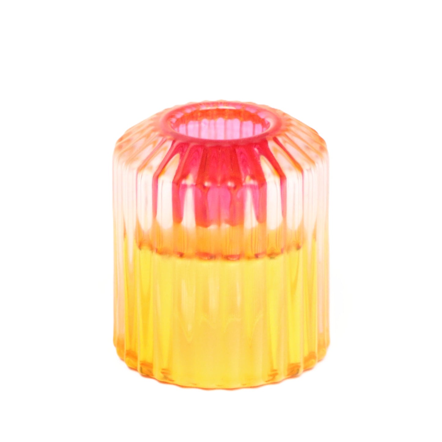 Two tone yellow-pink candle holder