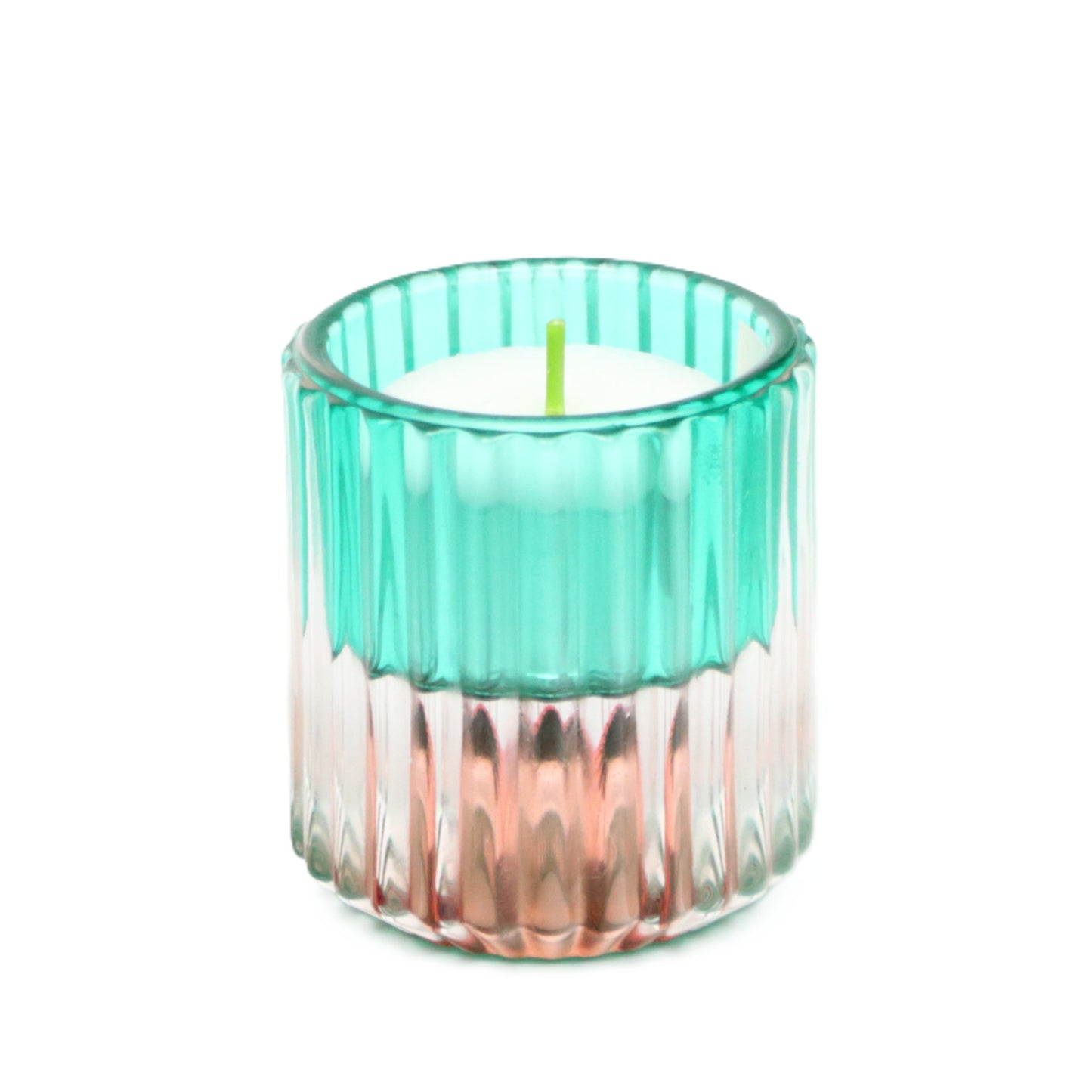 Two tone green and pink candle holder