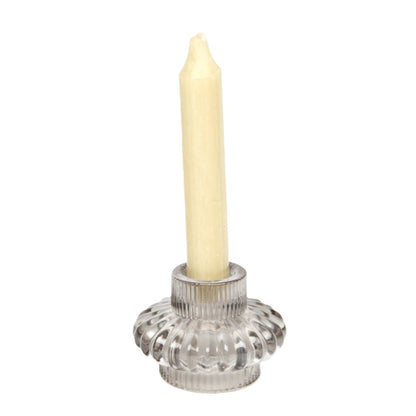 Two way use grey candle holder