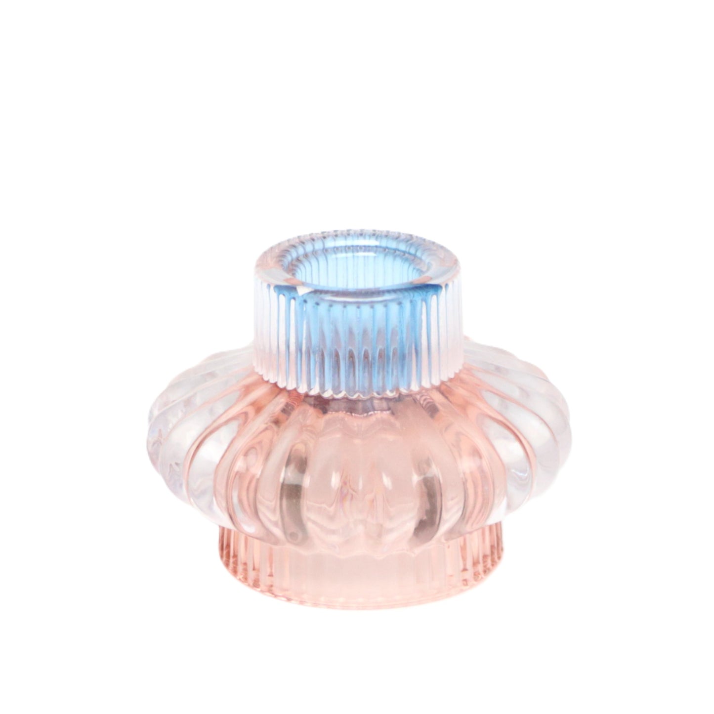 Two tone pink and azure candle holder