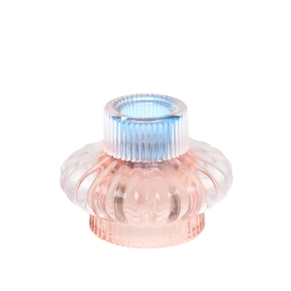 Two tone pink and azure candle holder