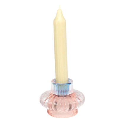 Two tone pink and azure candle holder