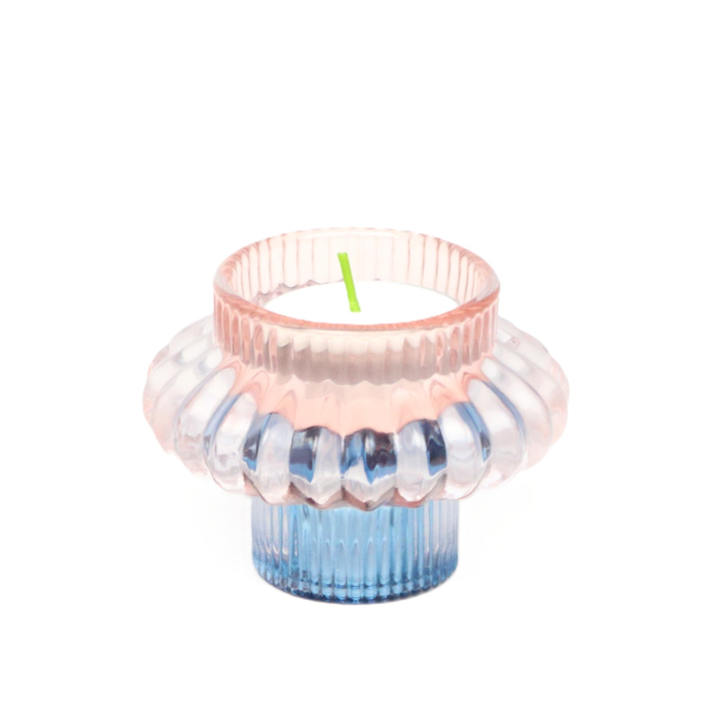 Two tone pink and azure candle holder