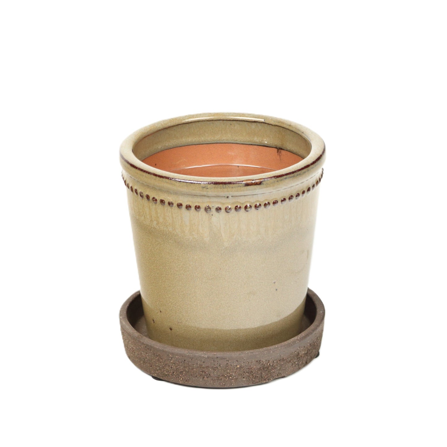 Brown Pot Deep Saucer Medium int dia 13.5cm