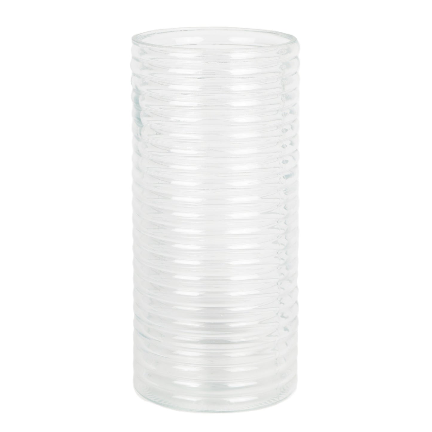 Clear Ringed Cylinder Vase