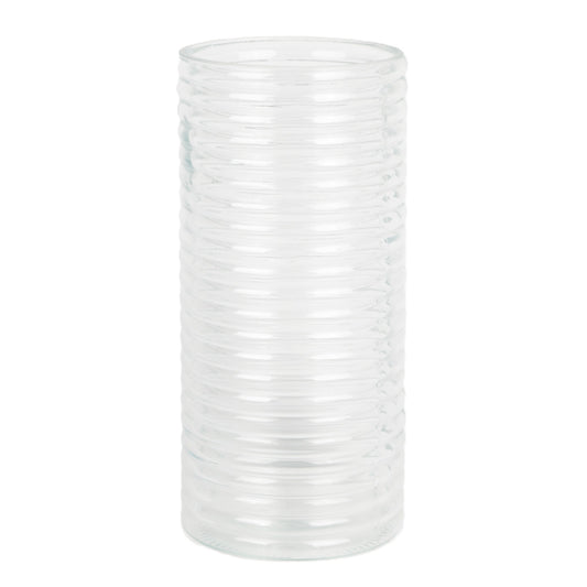 Clear Ringed Cylinder Vase