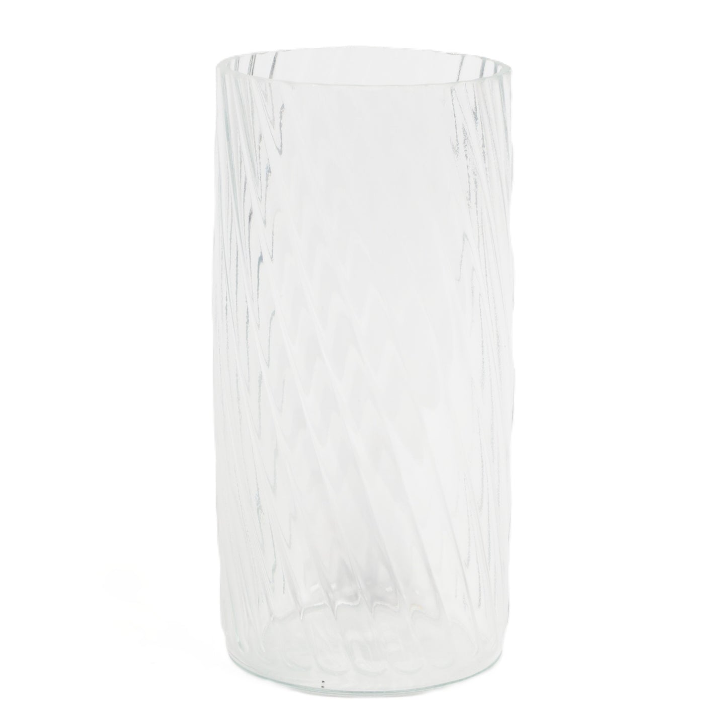 Clear Striated Cylinder Vase