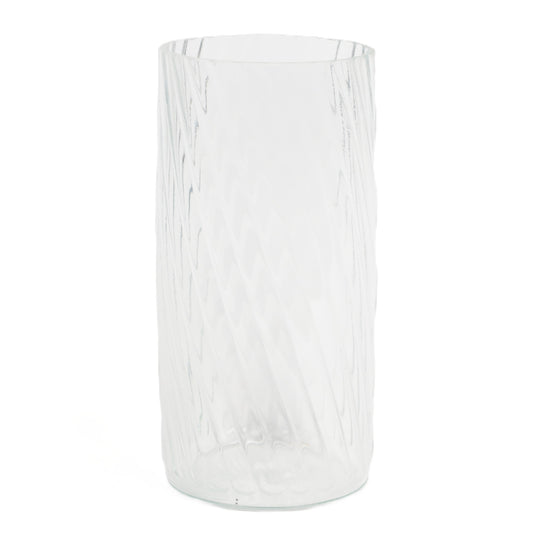 Clear Striated Cylinder Vase