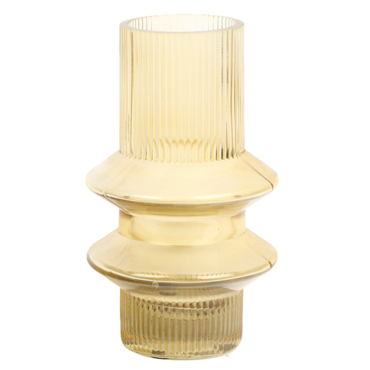 Tan Low Ringed Vase