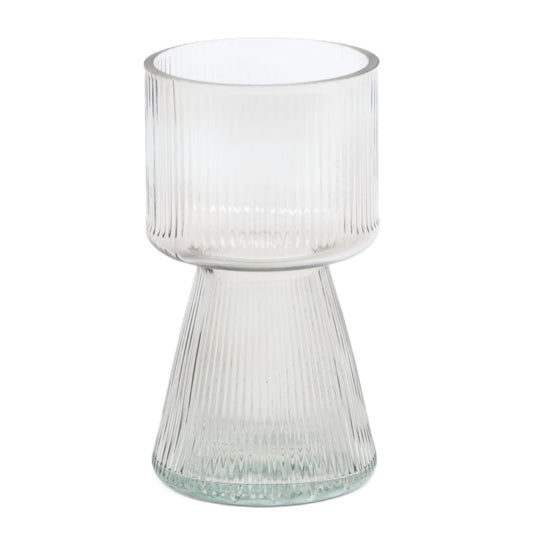 Clear Slate Ribbed Chalice Vase