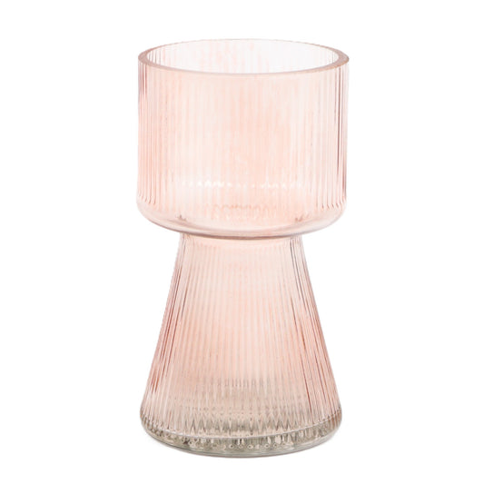 Rosy Ribbed Chalice Vase