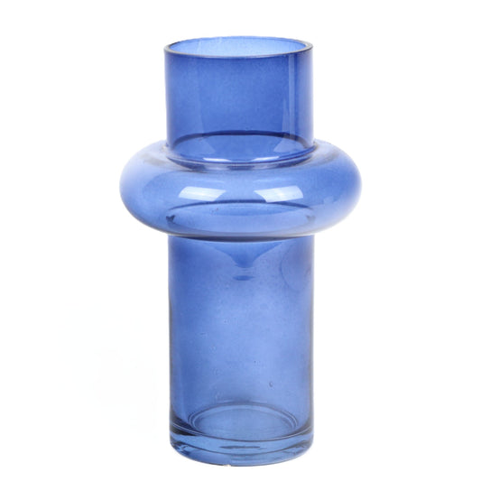 Navy Ringed Cylinder Vase
