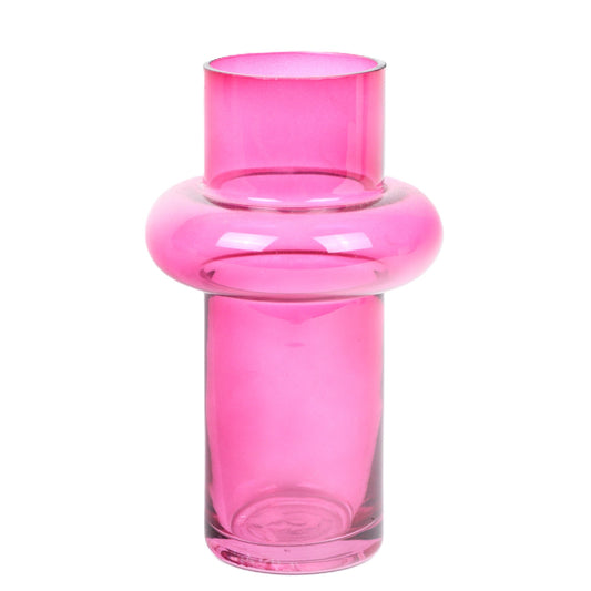 Dragonfruit Pink Ringed Cylinder Vase