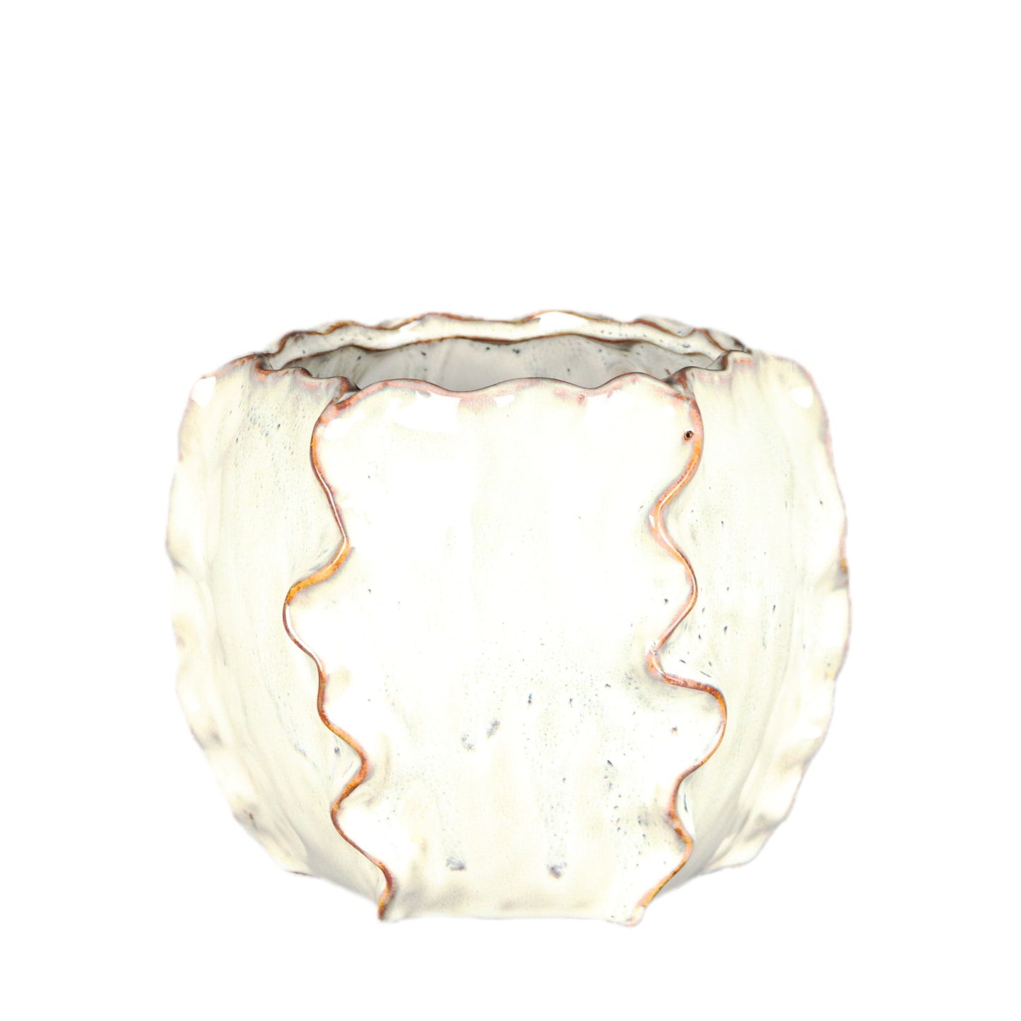 White Frilly Pot Small