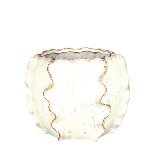 White Frilly Pot Small