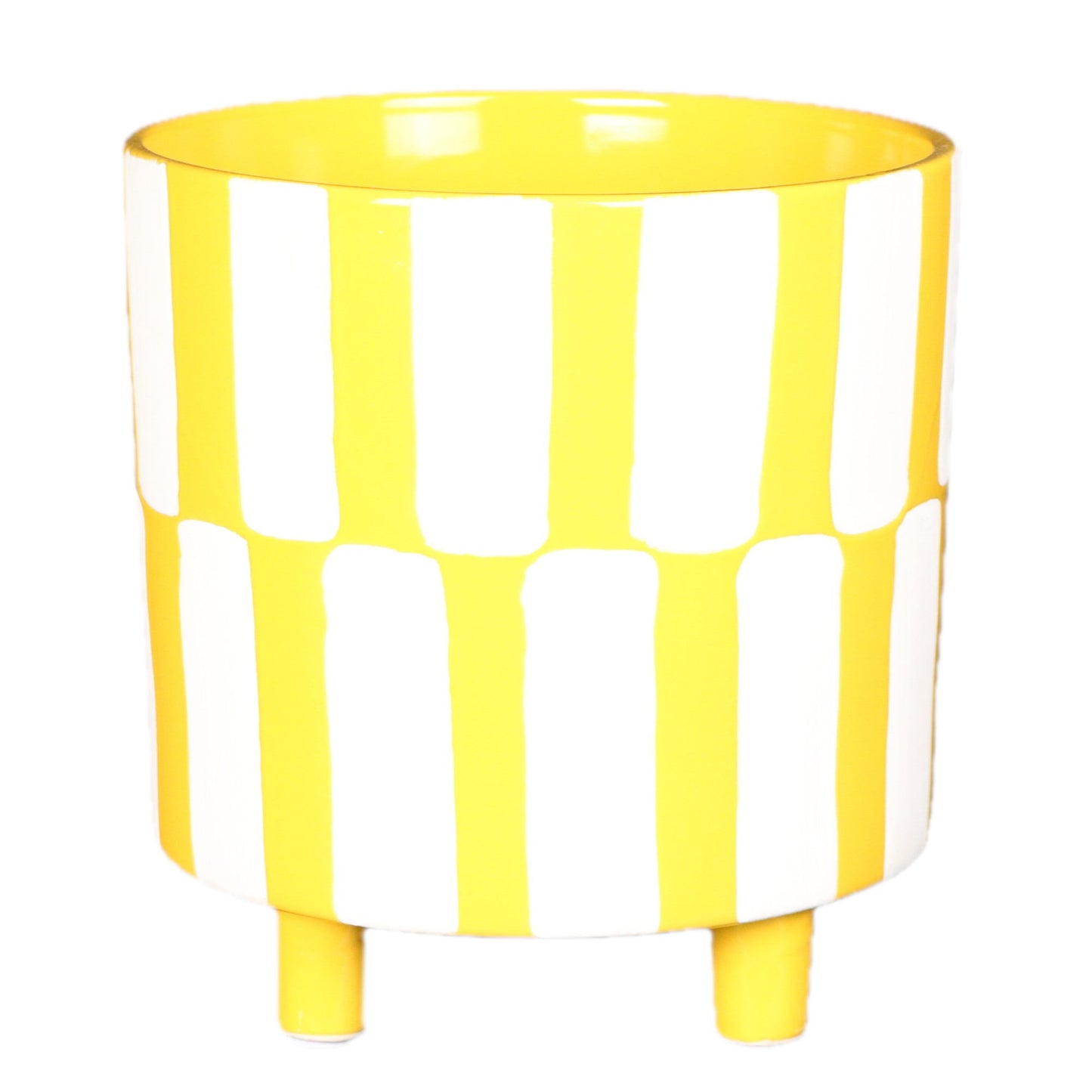Yellow Checkered Footed Pot Large