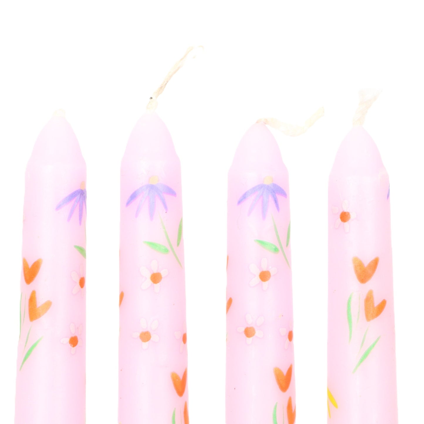 Pink Floral Taper Candle