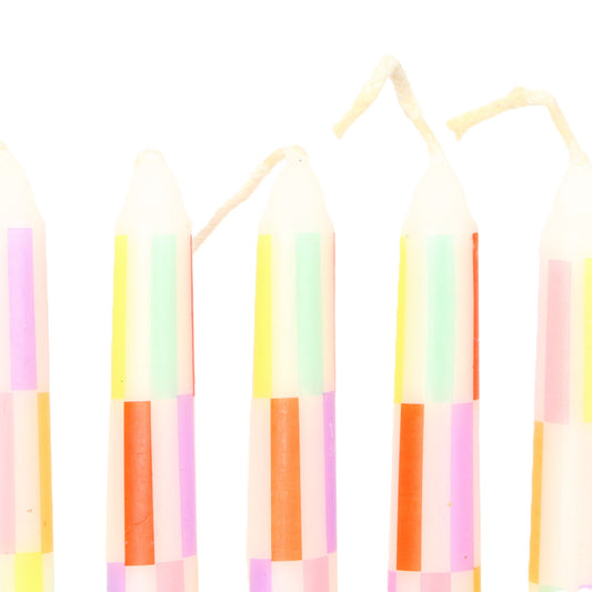 Rainbow Checkered Taper Candle