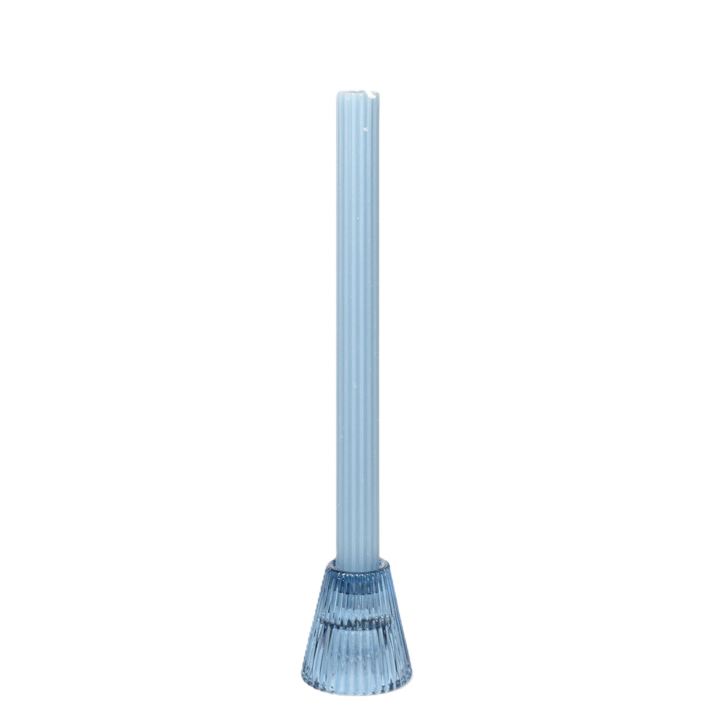 Blue Ribbed Candle