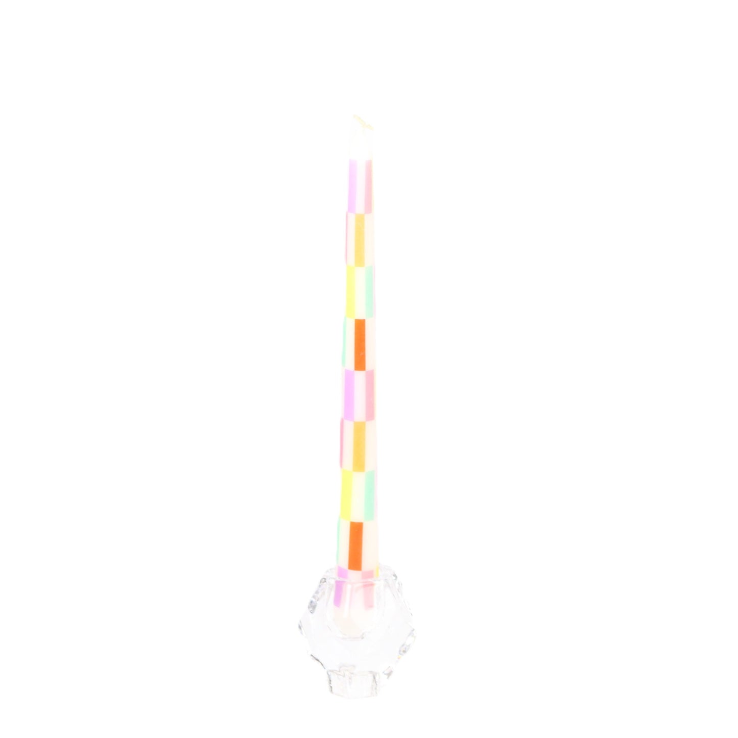 Rainbow Checkered Taper Candle
