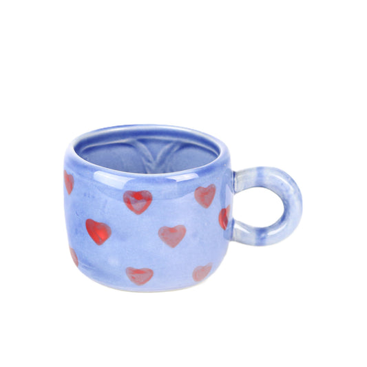 Red Hearted Blue Mug