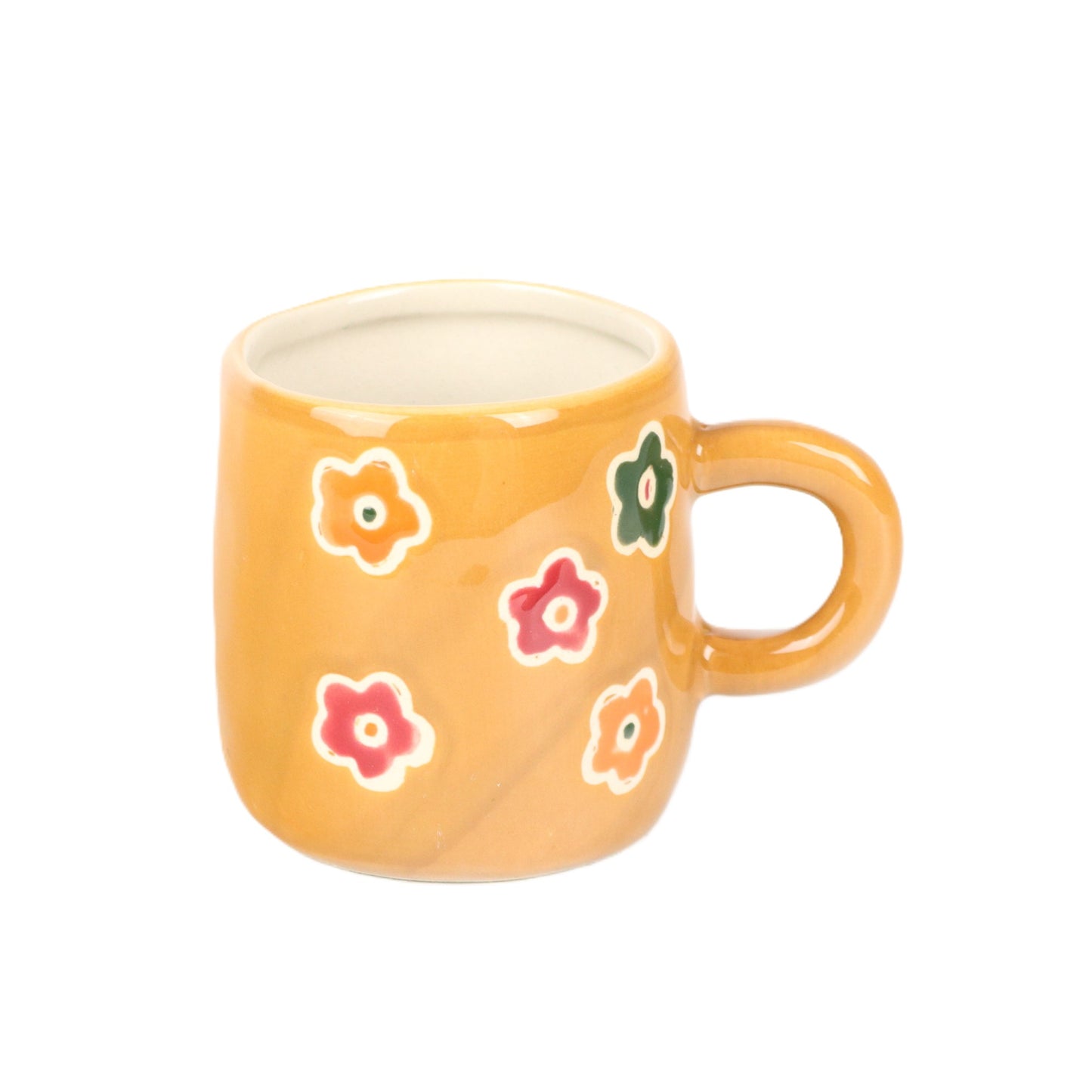 Tan Flowered Mug
