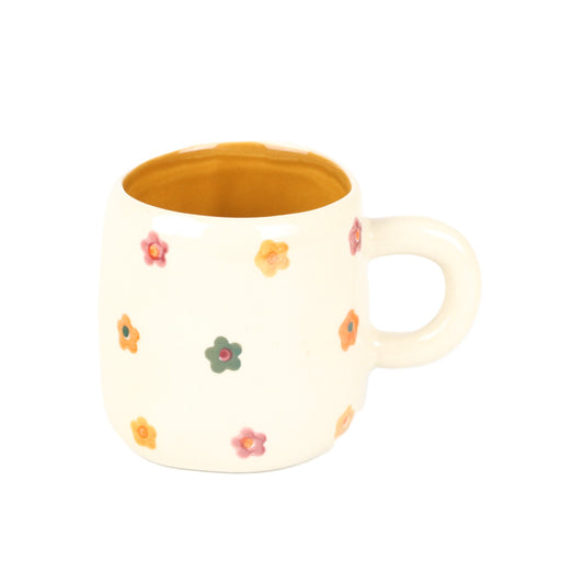 White Flowered Mug
