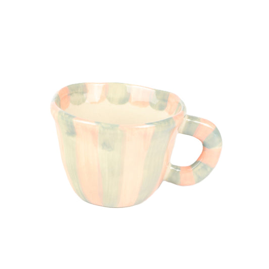 Pink Grey Striped Espresso Mug